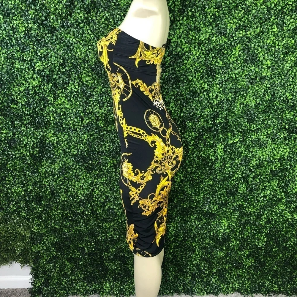 Black and‎ gold tube  dress nwt